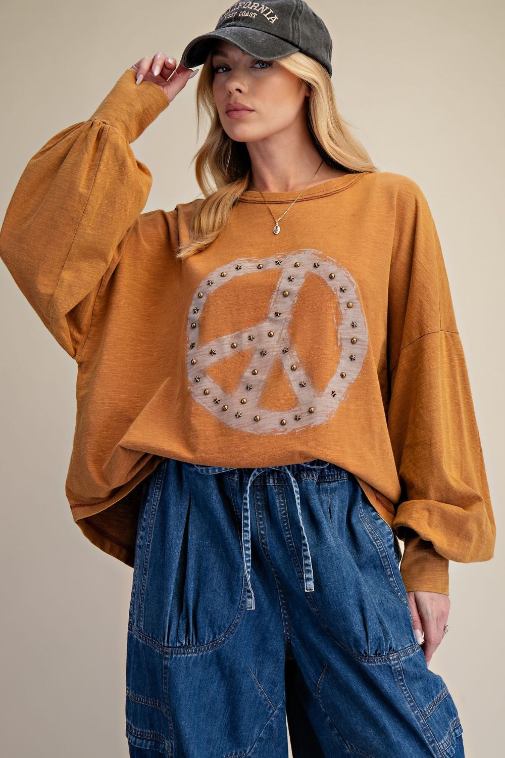 Peace Sign Washed Top