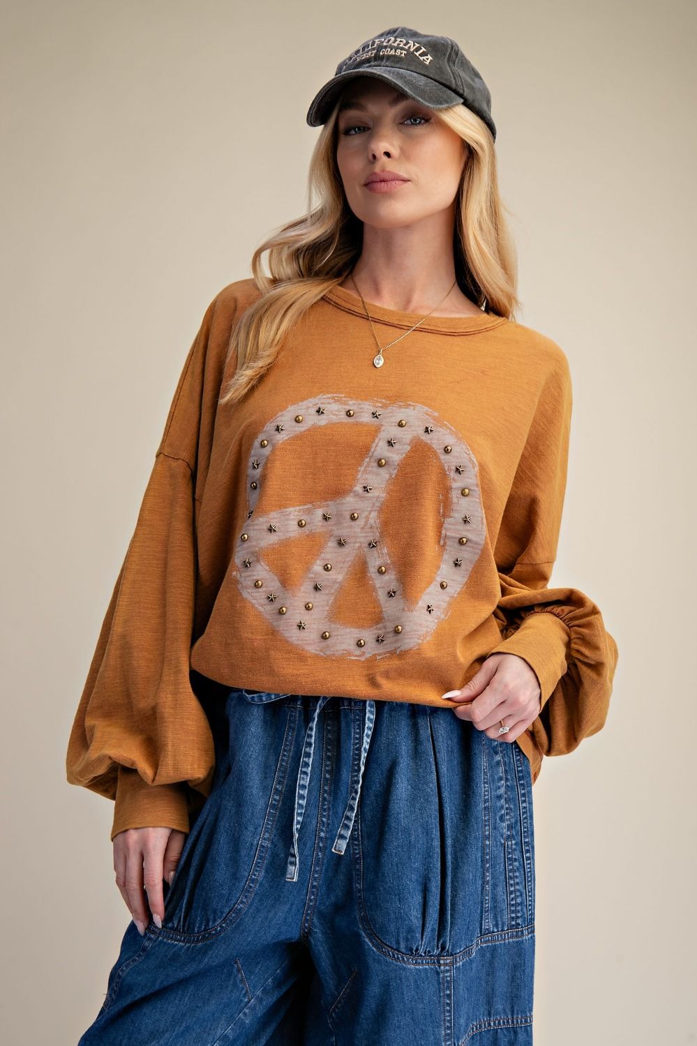 Peace Sign Washed Top