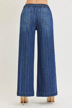 Risen Striped Wide leg Drawstring Pants