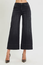 Risen Cropped wide-leg Pin-tucked Jeans