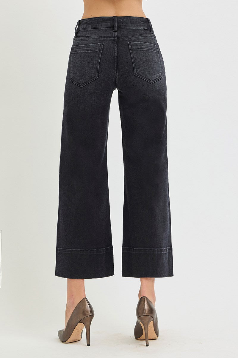 Risen Cropped wide-leg Pin-tucked Jeans