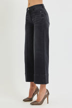 Risen Cropped wide-leg Pin-tucked Jeans
