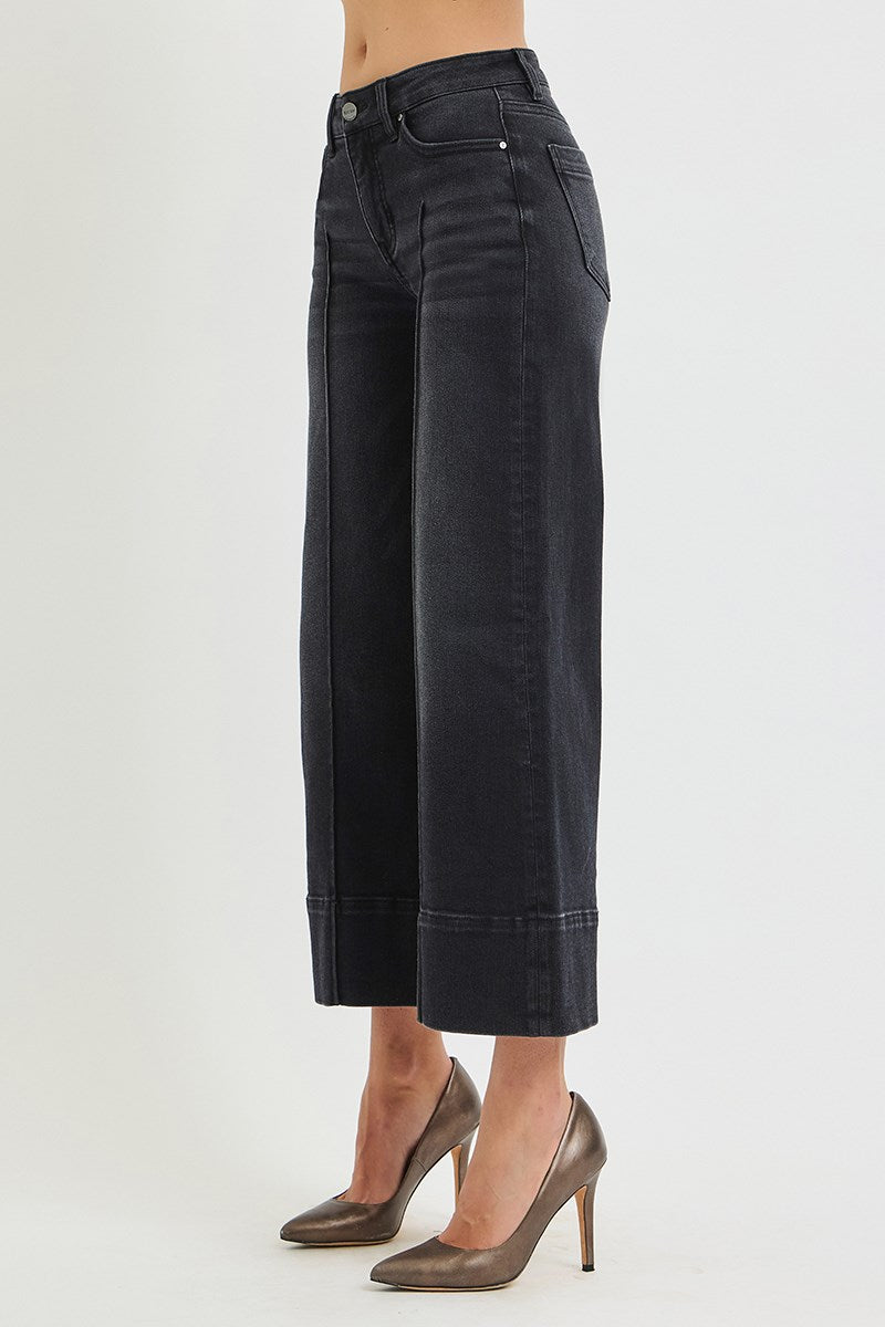 Risen Cropped wide-leg Pin-tucked Jeans