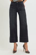 Risen Cropped wide-leg Pin-tucked Jeans