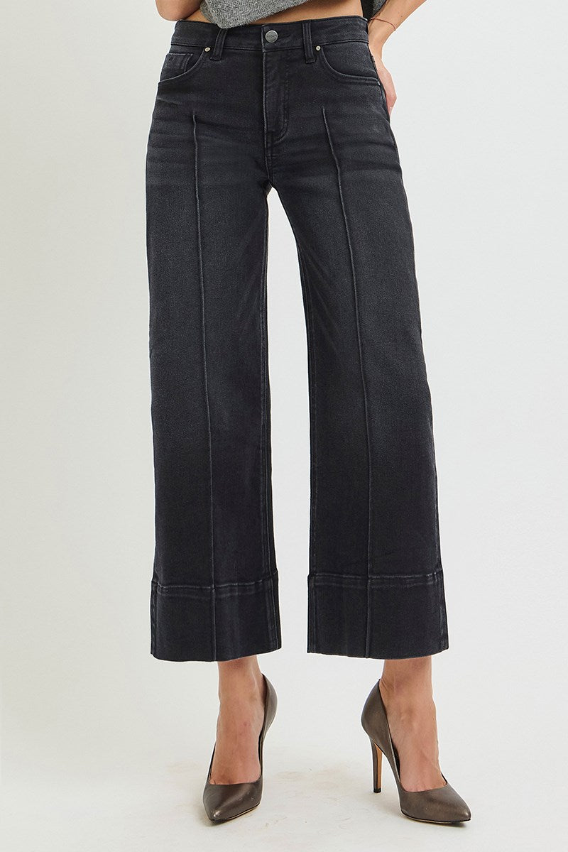 Risen Cropped wide-leg Pin-tucked Jeans