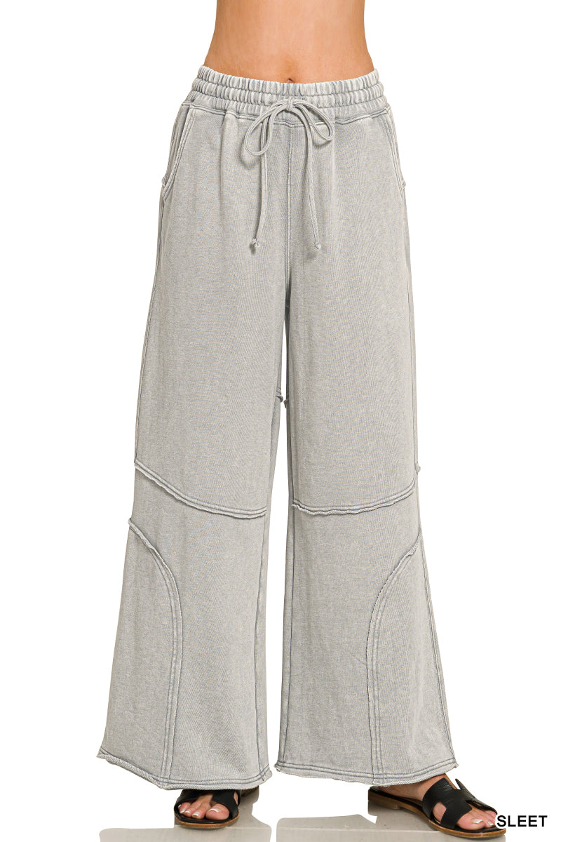 French Terry Exposed Seam Flared Pants