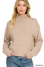 Mock Neck Exposed Seam Sweater