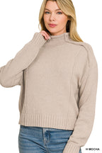 Mock Neck Exposed Seam Sweater
