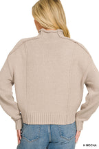 Mock Neck Exposed Seam Sweater