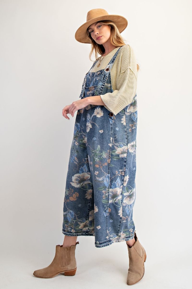 Flower Print Overalls