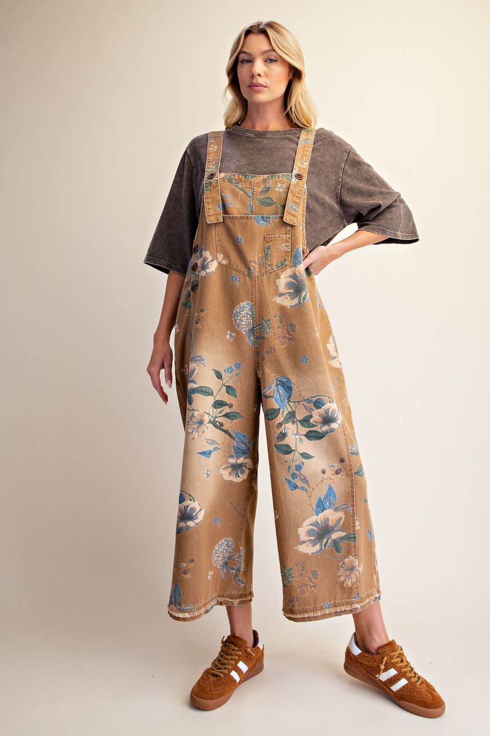 Flower Print Overalls