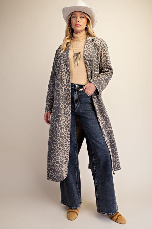 Animal Print Long Twill Jacket
