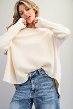 Waffle Knit Long Sleeve Top