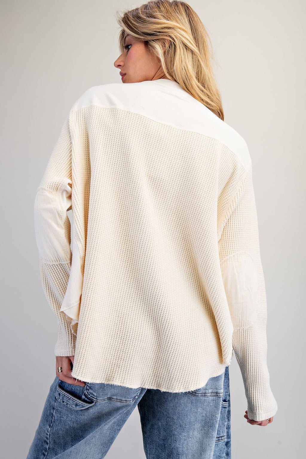 Waffle Knit Long Sleeve Top
