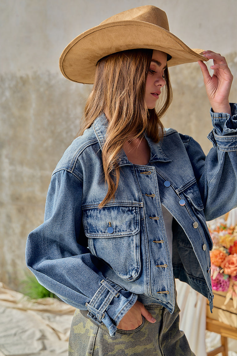 Relaxed Fit Denim Utility Jacket