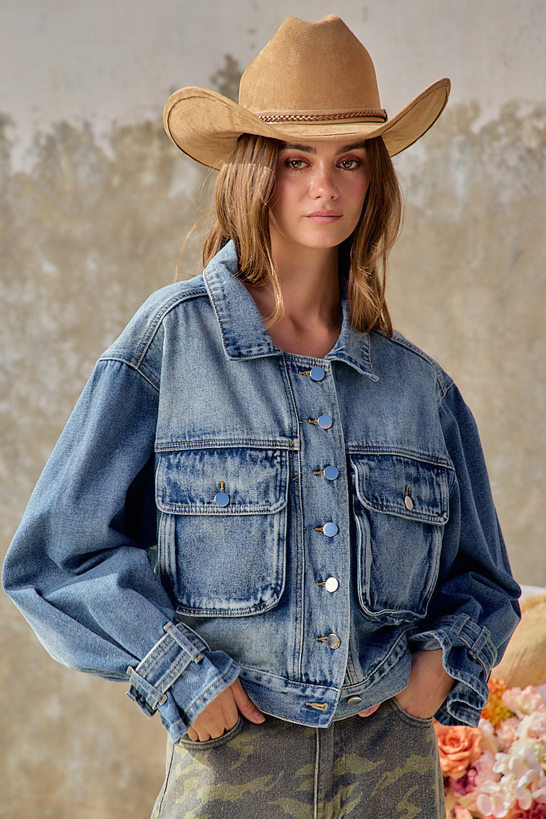 Relaxed Fit Denim Utility Jacket