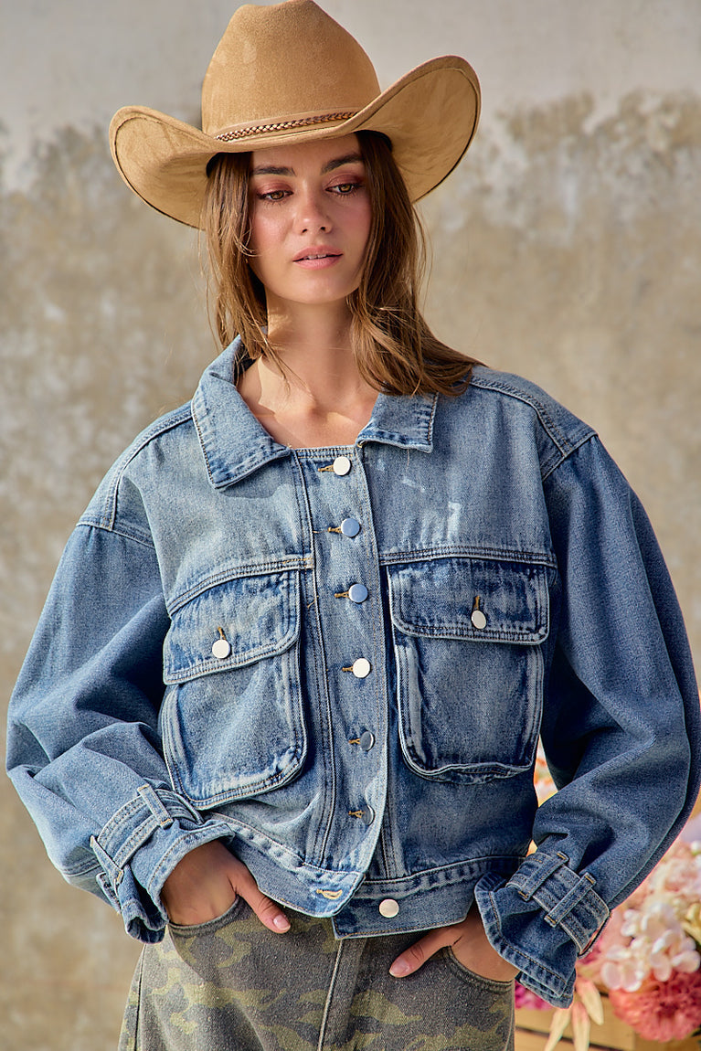Relaxed Fit Denim Utility Jacket