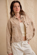 Washed Deer Print High/Low Jacket