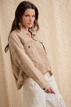 Washed Deer Print High/Low Jacket