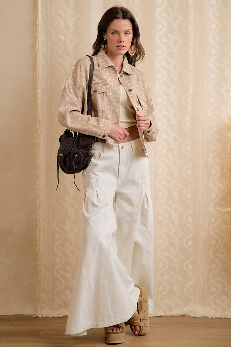 Washed Deer Print High/Low Jacket