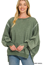 Fleece Bat Wing Sleeve Sweatshirt