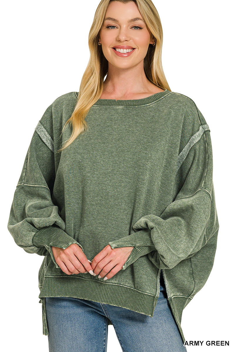 Fleece Bat Wing Sleeve Sweatshirt