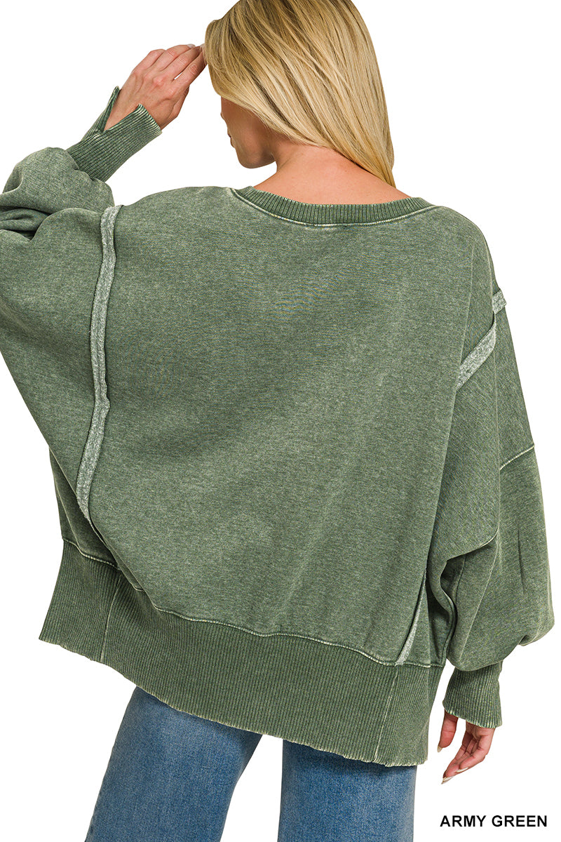 Fleece Bat Wing Sleeve Sweatshirt