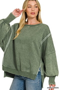 Fleece Bat Wing Sleeve Sweatshirt