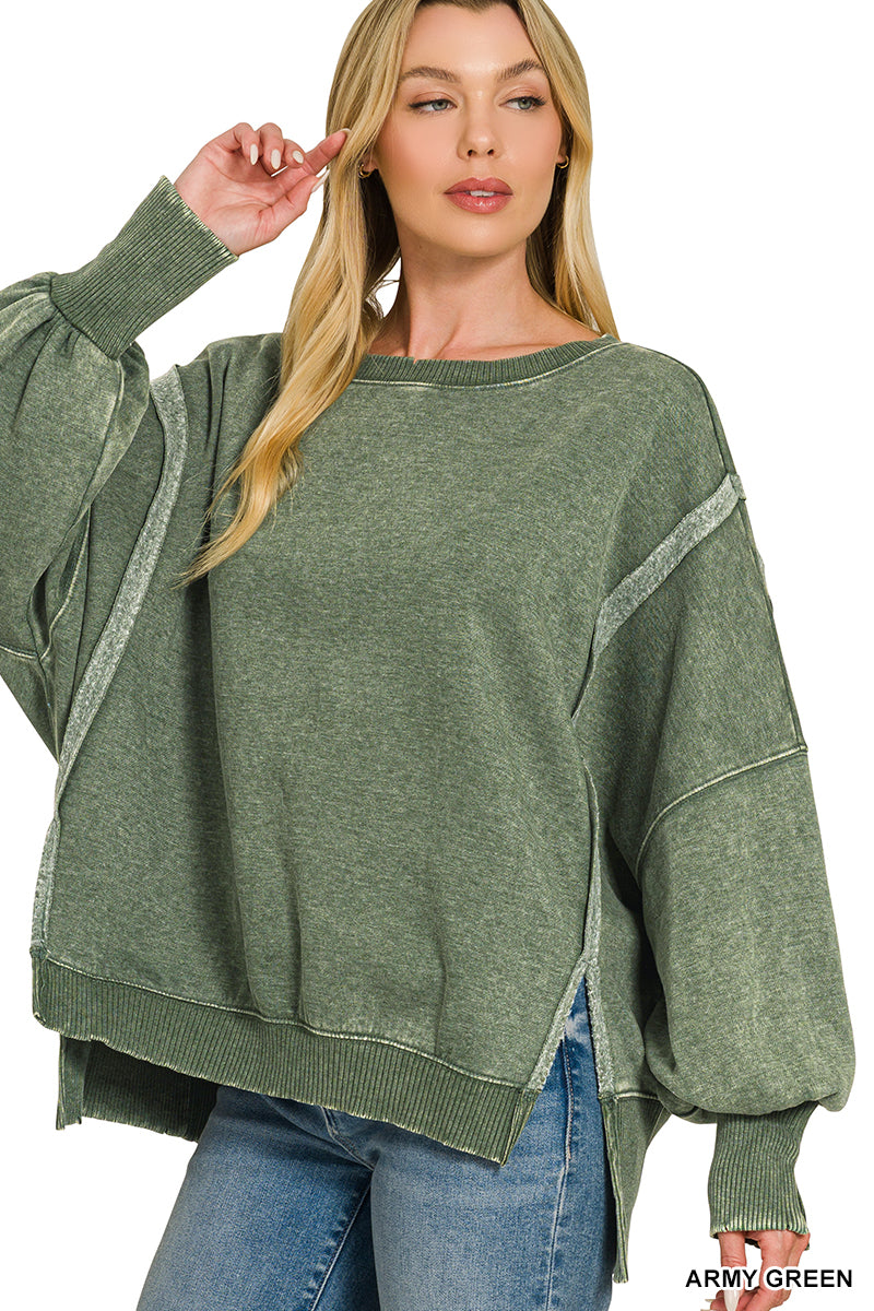 Fleece Bat Wing Sleeve Sweatshirt