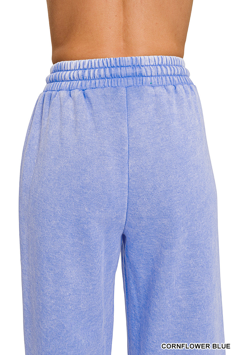 Fleece Pintuck Wide Leg Pants