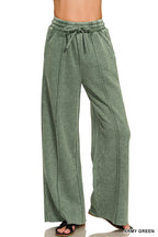 Fleece Pintuck Wide Leg Pants
