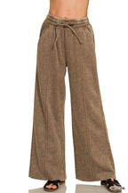 Fleece Pintuck Wide Leg Pants