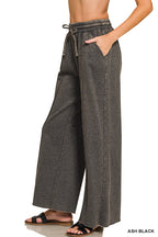 Fleece Pintuck Wide Leg Pants