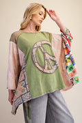 Peace Mix Print Poncho Top