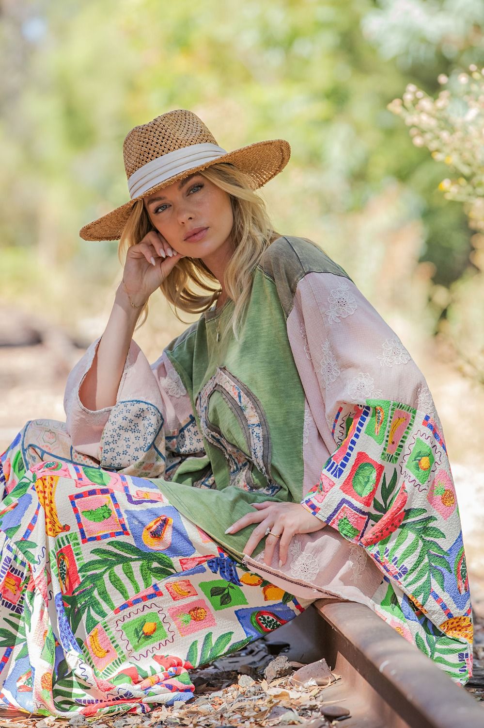 Peace Mix Print Poncho Top