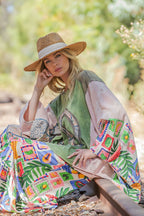 Peace Mix Print Poncho Top