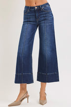 Risen Cropped wide-leg Pin-tucked Jeans