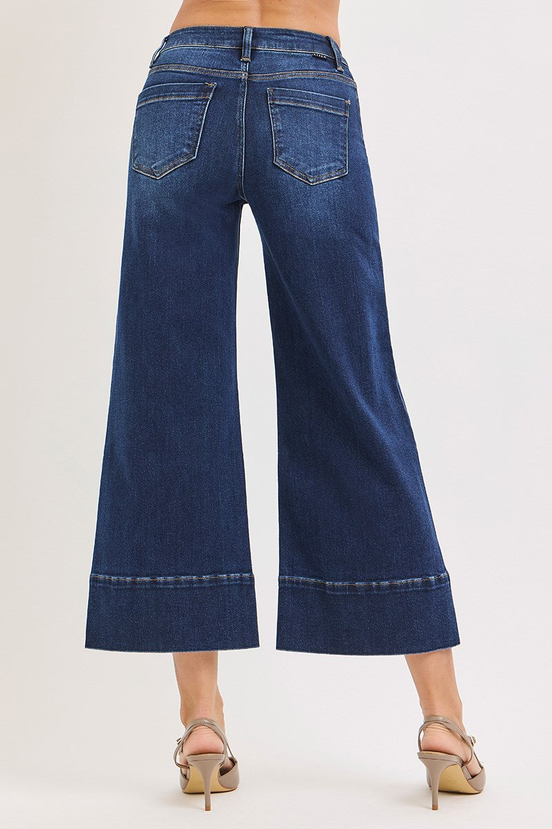 Risen Cropped wide-leg Pin-tucked Jeans