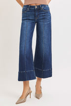Risen Cropped wide-leg Pin-tucked Jeans