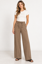 Fleece Pintucked Wide-leg Pants