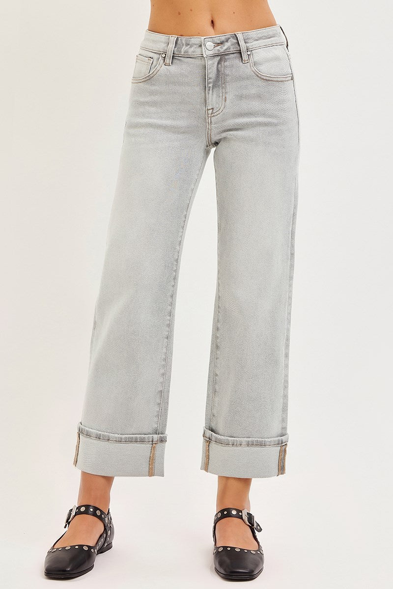 Risen Mid-Rise Crop Jeans