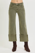 Risen Mid-Rise Wide leg Cuffed Pants