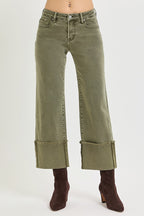 Risen Mid-Rise Wide leg Cuffed Pants