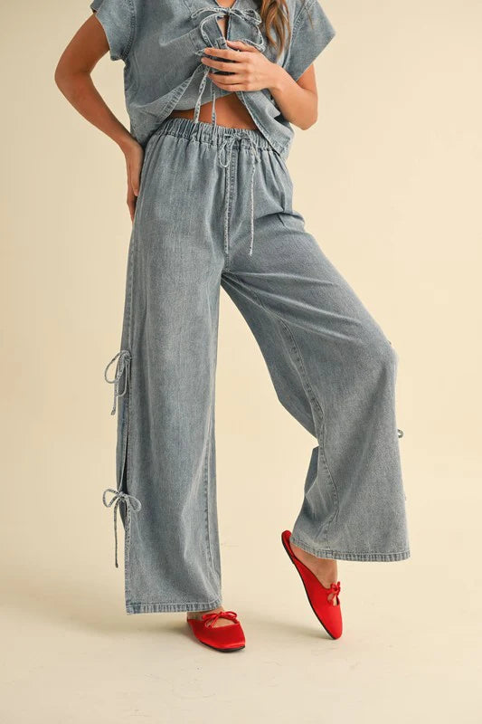 Denim Tie Pants