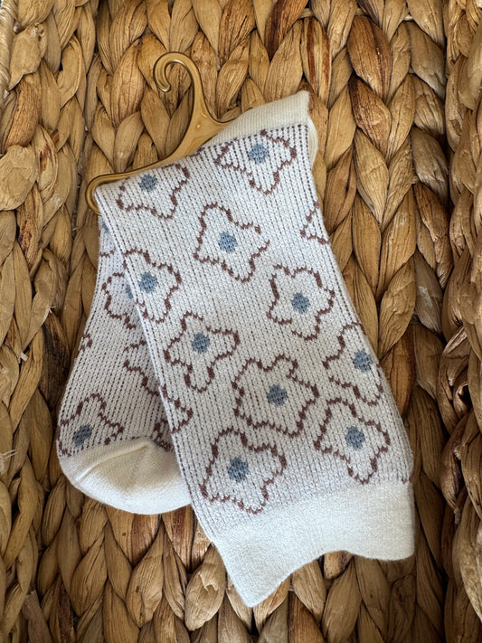 Floral Wool Crew Socks
