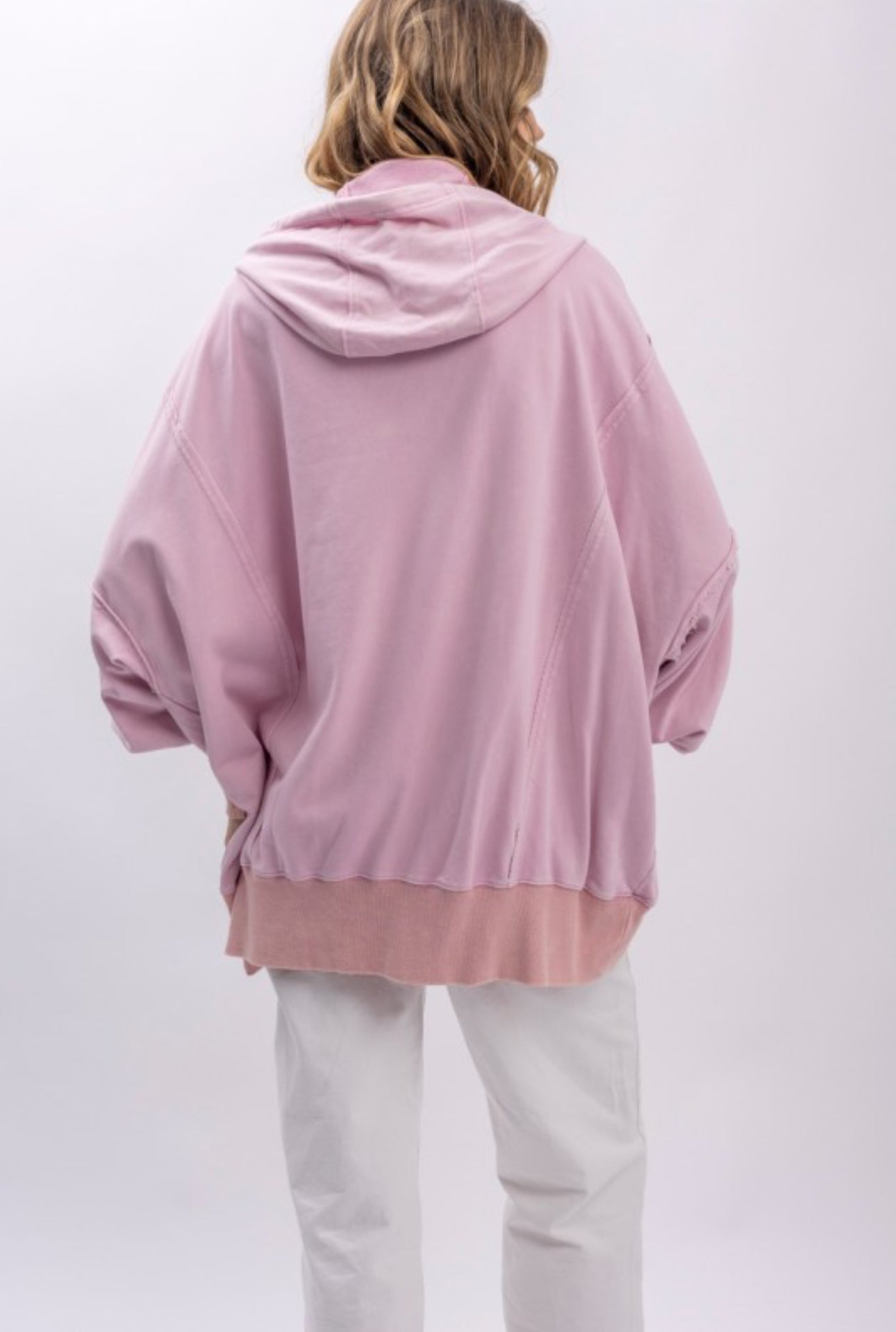 Front Zip Up Hoodie Top W/ Rib Band