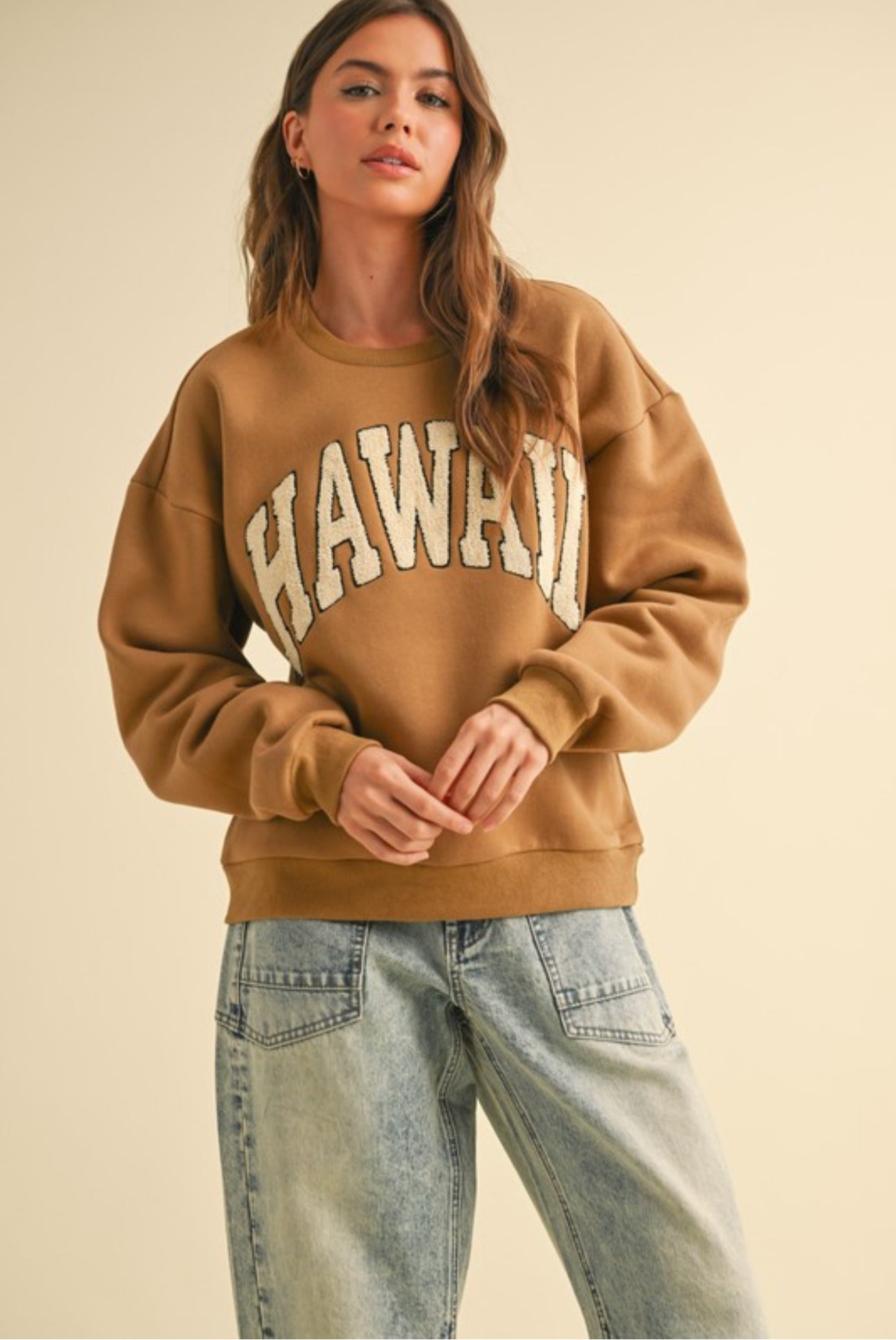 Hawaii Boucle Letter Patch Sweat Shirt