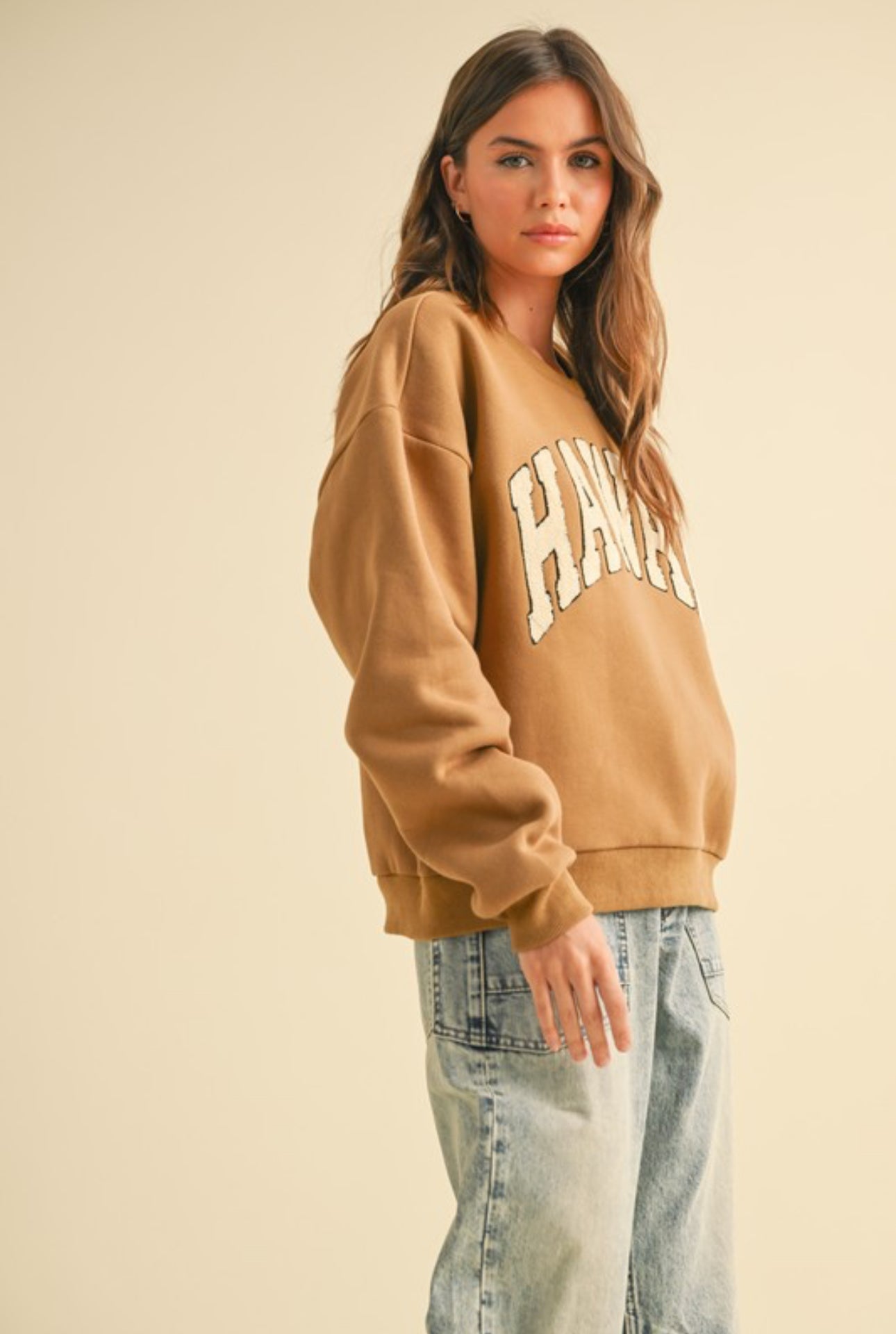 Hawaii Boucle Letter Patch Sweat Shirt