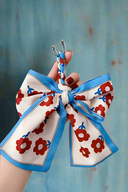 Blue Scarf Bow Purse Charm