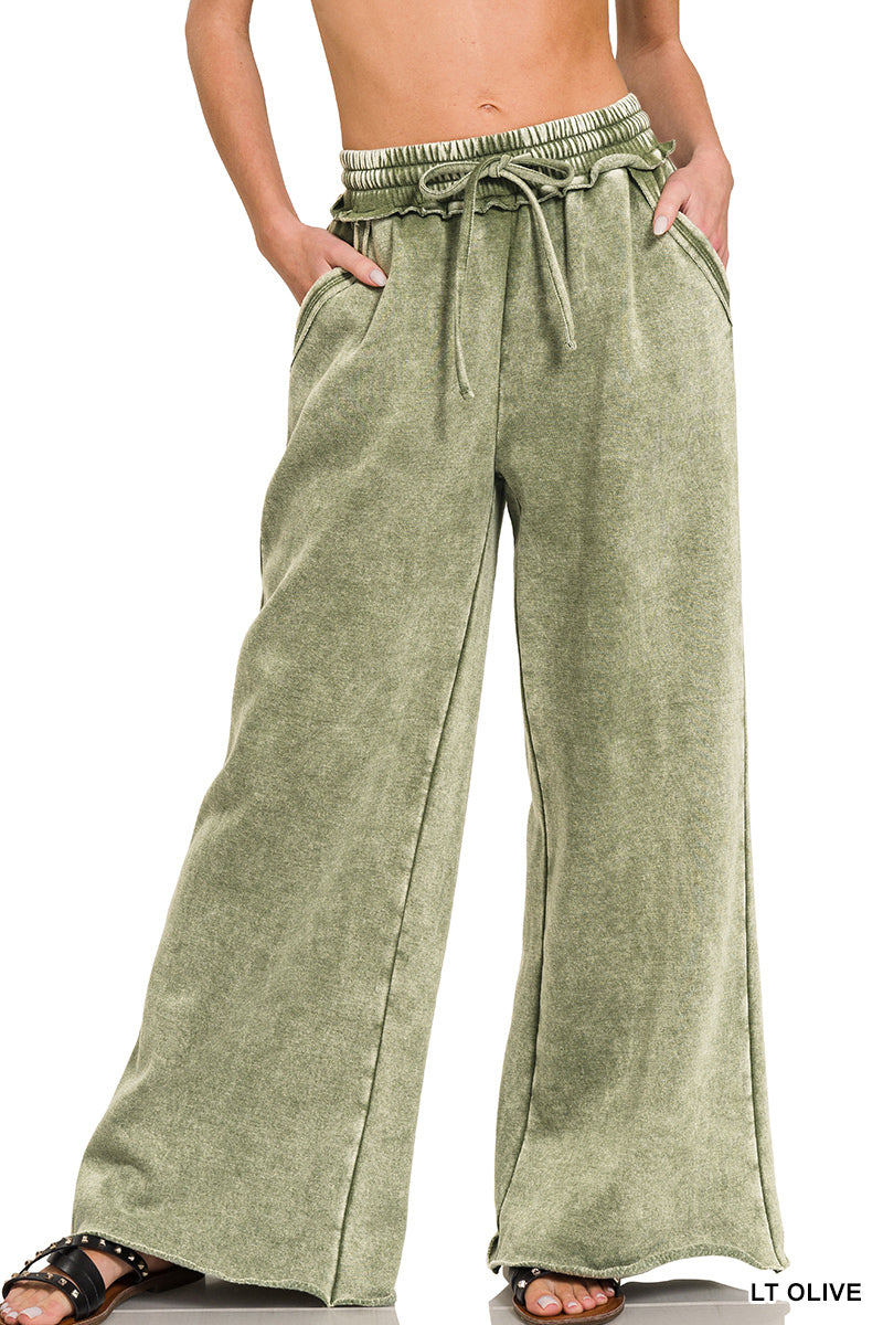 Acid Wash Fleece drawstring waist pants